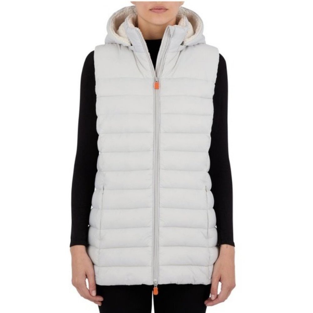 Save The Duck Fleece Lined Hooded Puffer Vest NWT Grey S M